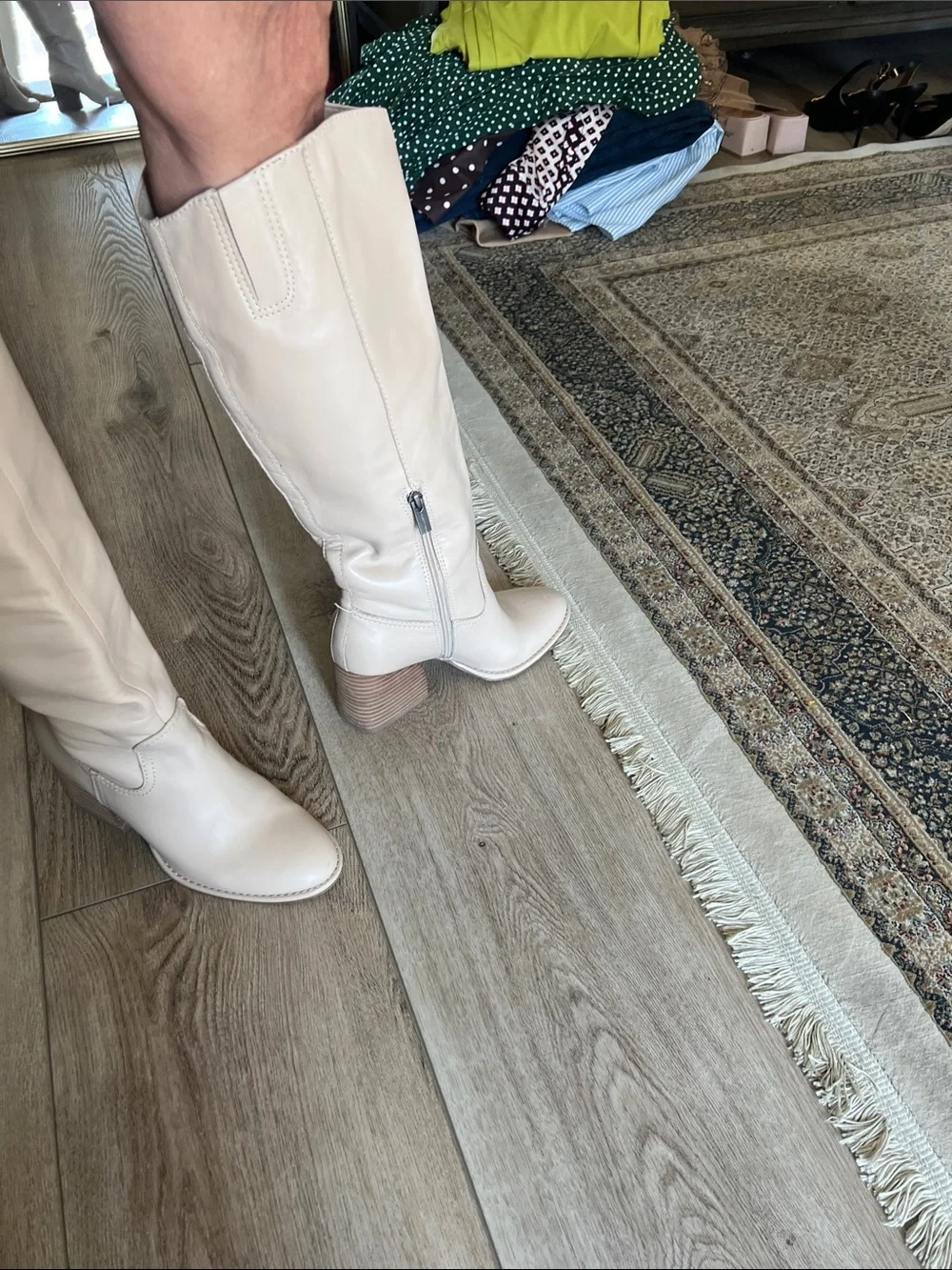 Vince Camuto Over-the-Knee Cream Leather Boots